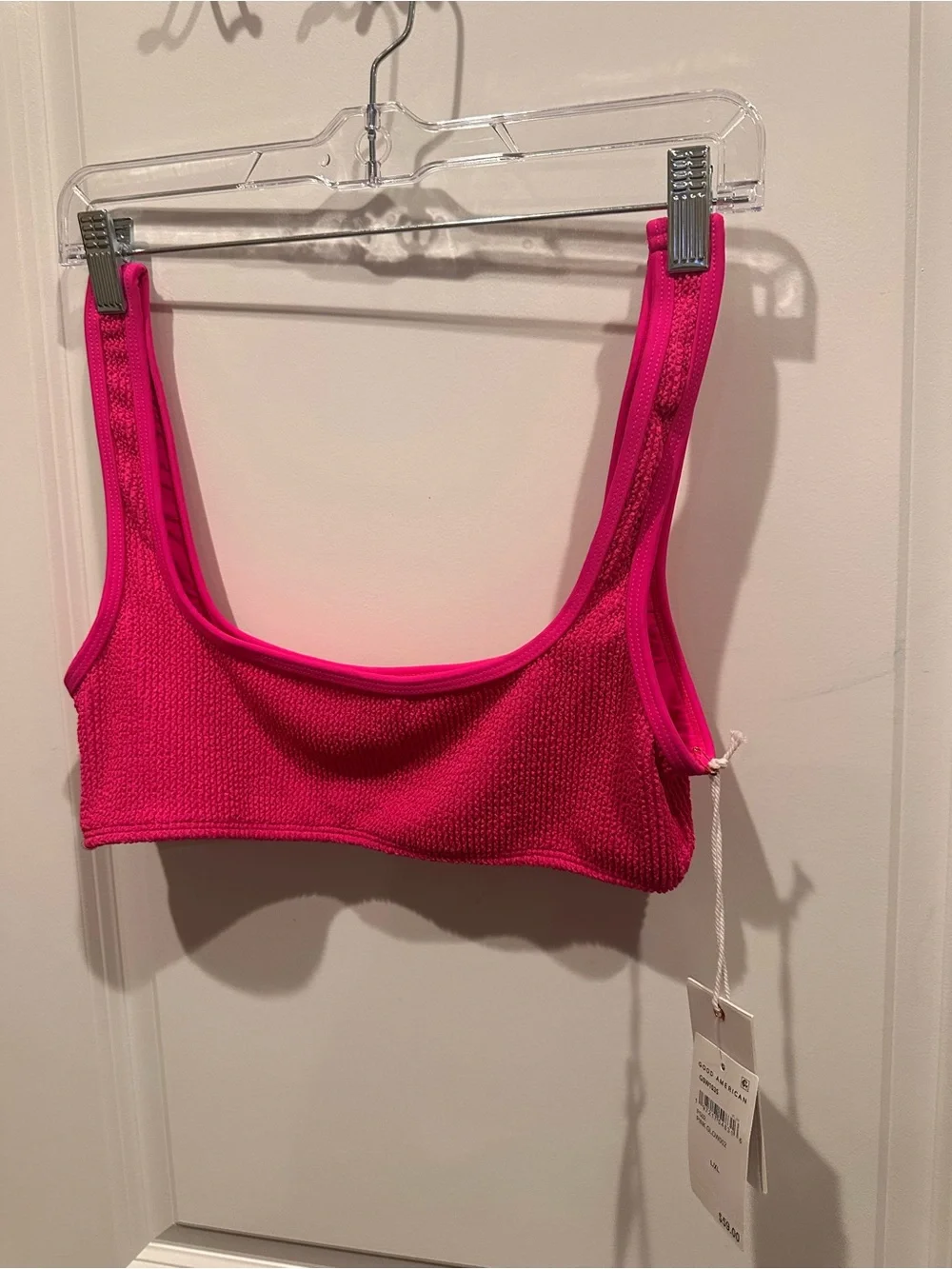Good American Pink Glow Always Fits Scoop Bikini Top L/XL